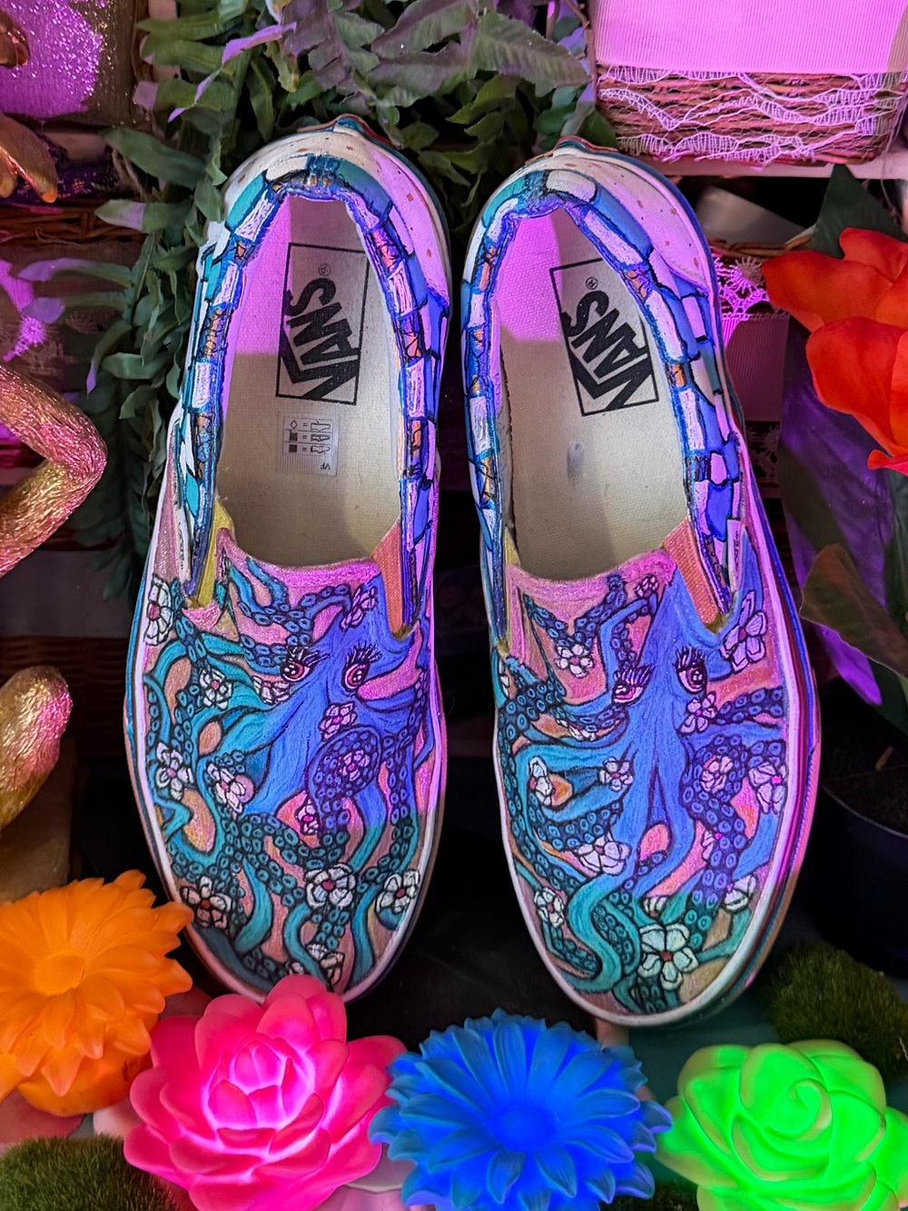 Vans Slip-On Sneakers with Hand-Drawn Octopus Art by Swhitey - Picture 9 of 12